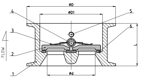 Stainless Steel Wafer Duo Check Valve Dimensions